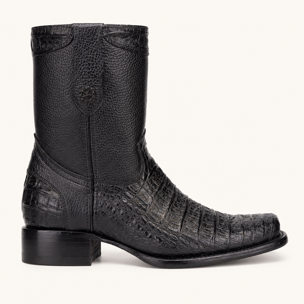 Bota Cocodrilo Grabado Negra Río Bravo — Armenta