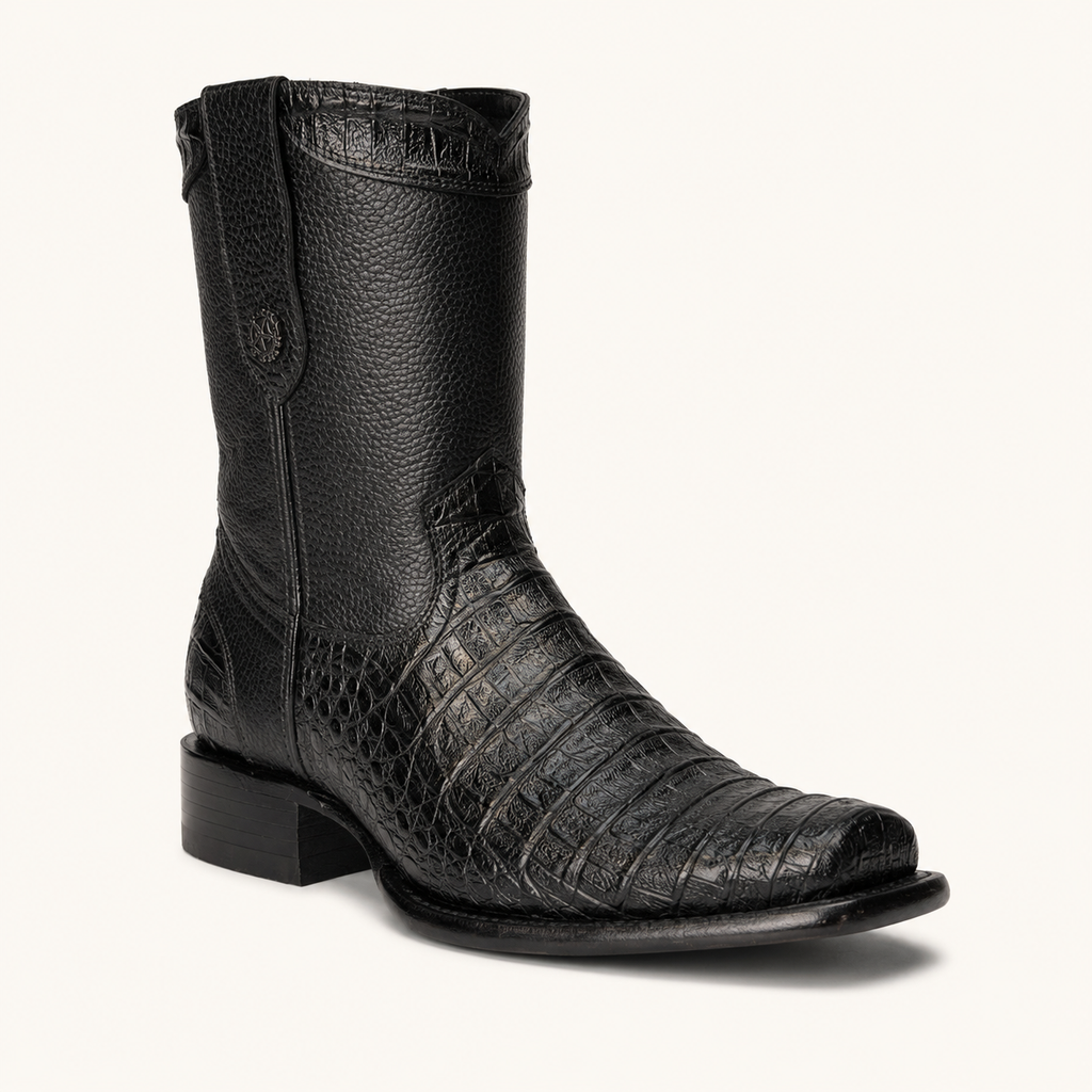Bota Cocodrilo Grabado Negra Río Bravo — Armenta