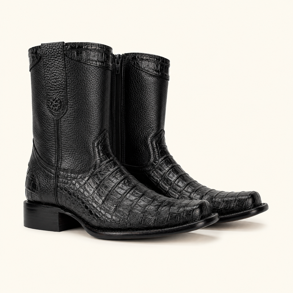 Bota Cocodrilo Grabado Negra Río Bravo — Armenta