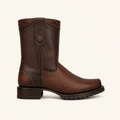 Honey Bison-Embossed Tractor Sole Boot — Armenta