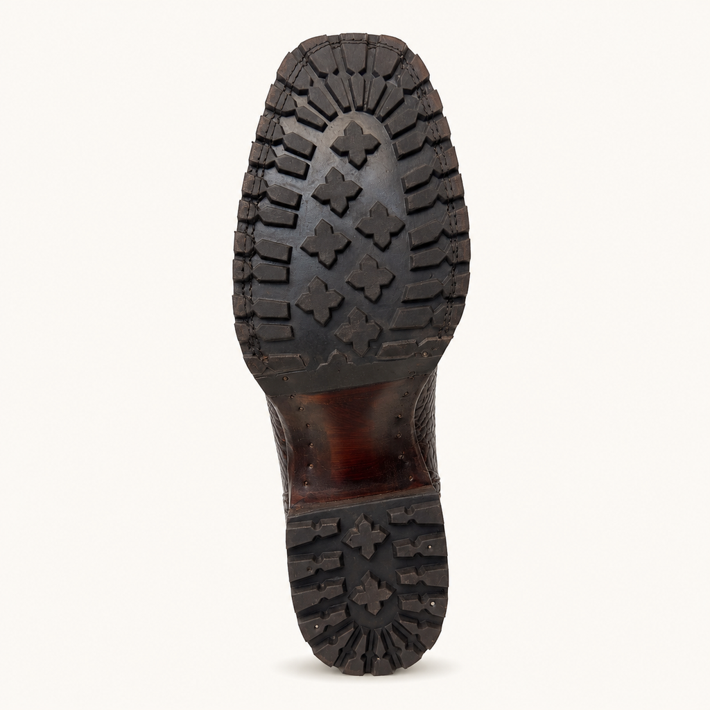 Honey Bison-Embossed Tractor Sole Boot — Armenta