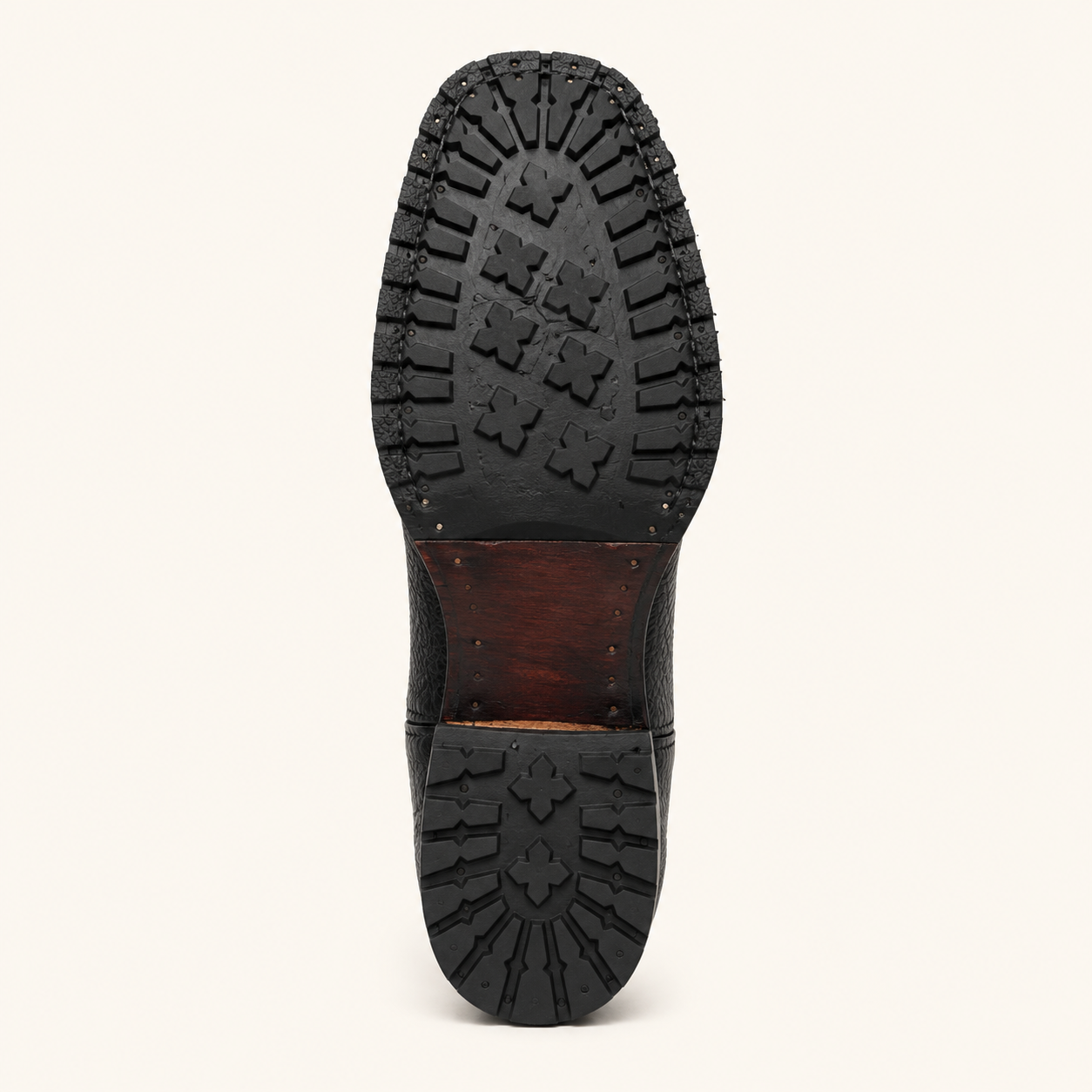 Buffalo Black Bison-Embossed Tractor Sole Boot — Armenta