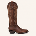 Bota Alta Cognac Bordado Dorado Caramelo — Daleo