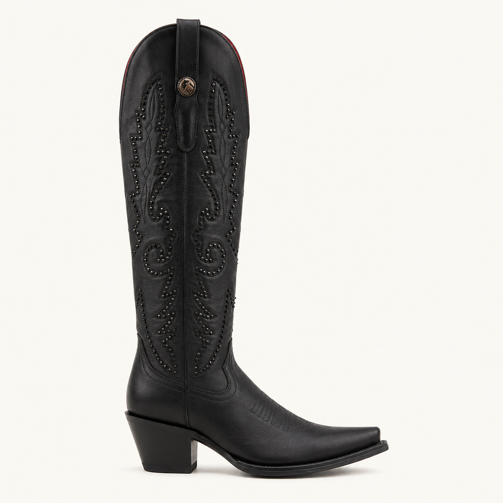 Bota Alta Negra Remaches Obsidiana — Esja Boots