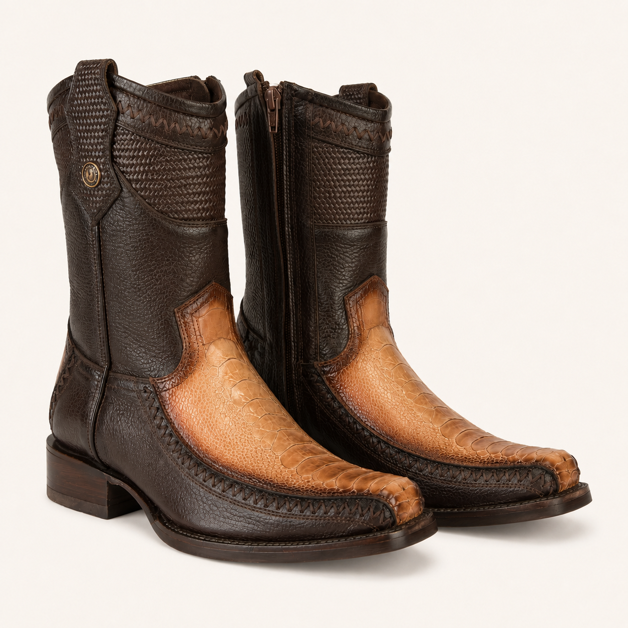 Cognac Ostrich Foot Savannah Boot — Cabrera
