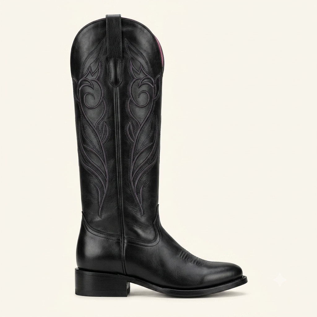 Bota Vaquera Alta Negra Medianoche — Virus Western Ladies