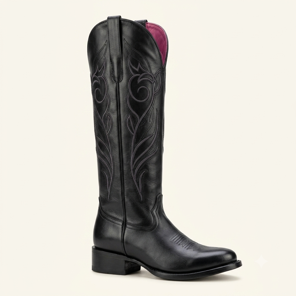 Bota Vaquera Alta Negra Medianoche — Virus Western Ladies
