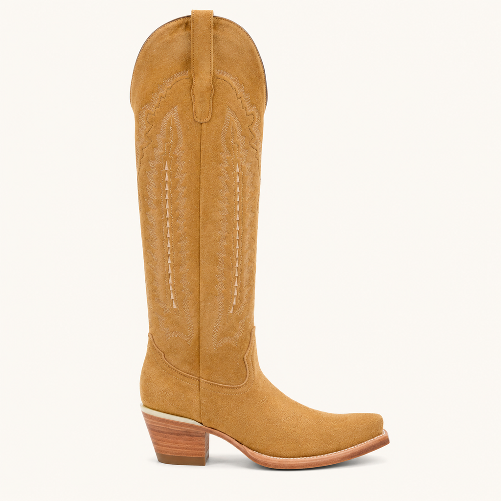 Camel Honey Suede High Boot — Esja Boots