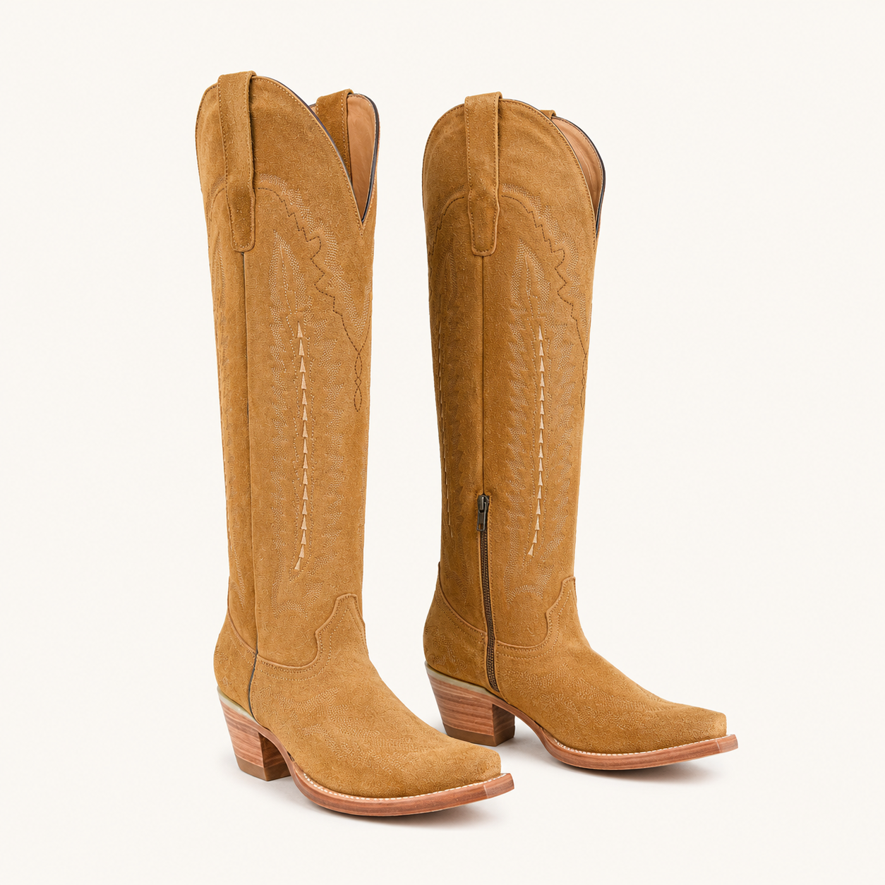 Camel Honey Suede High Boot — Esja Boots