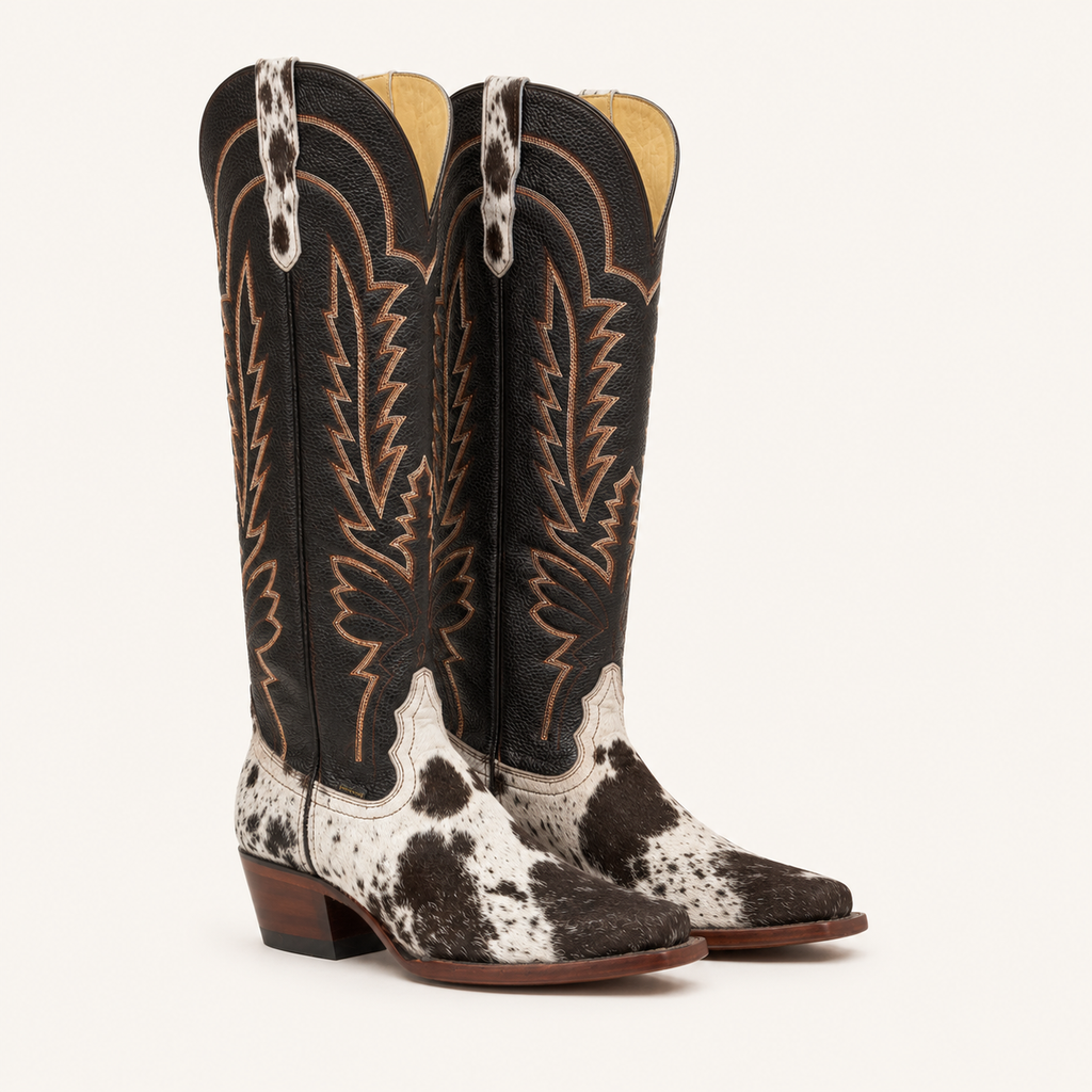 Bota Pelo de Vaca Bordado Espigas — Cruzalta