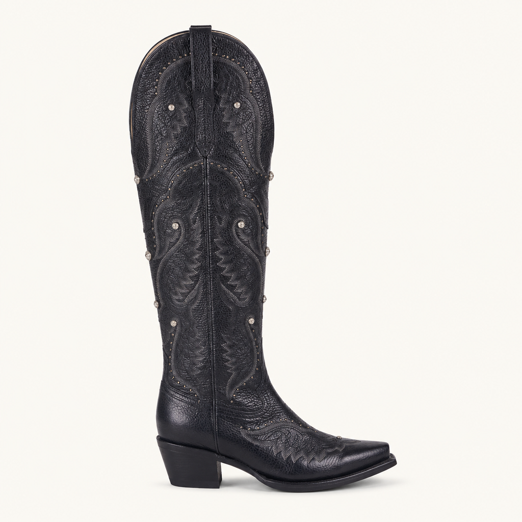 Black High Boot with Diamond Rhinestones — Forajidas