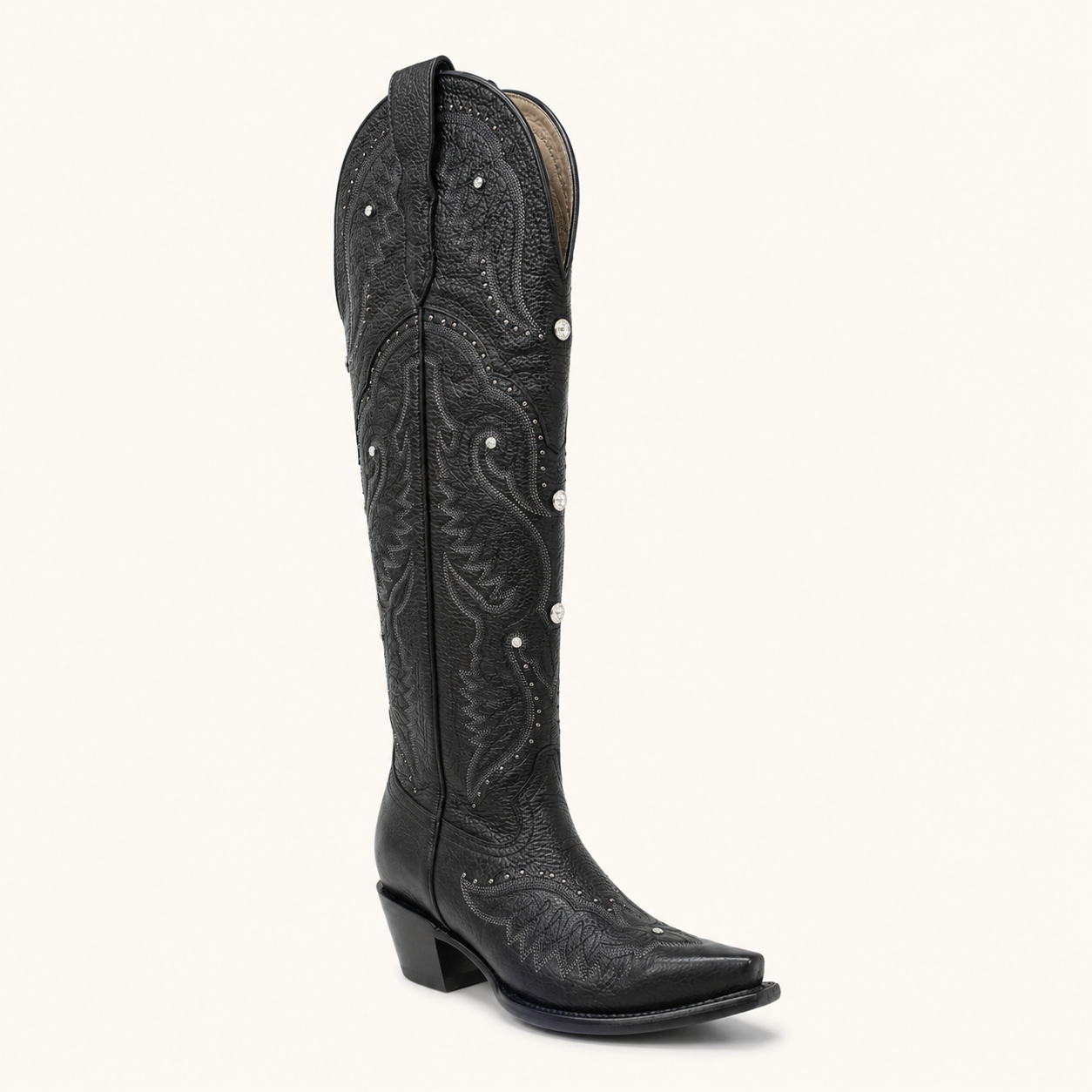 Black High Boot with Diamond Rhinestones — Forajidas