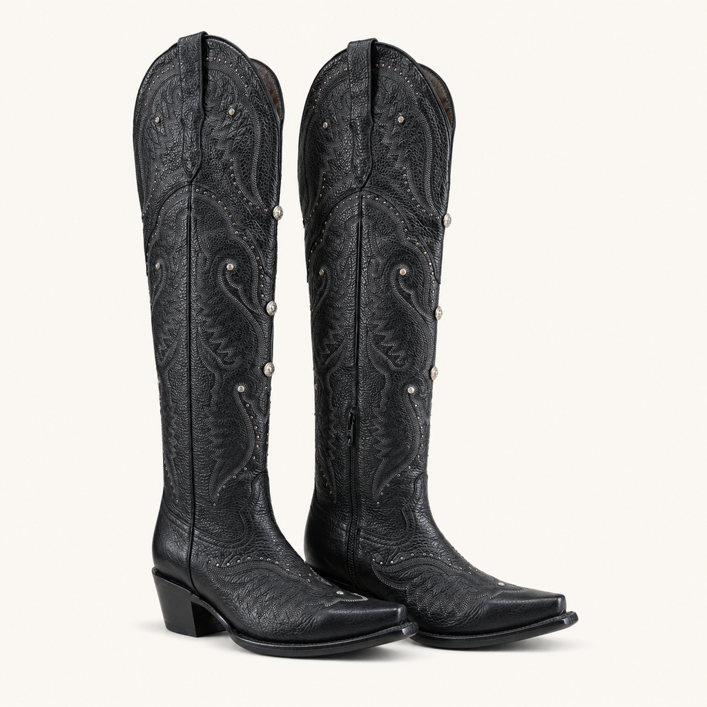 Black High Boot with Diamond Rhinestones — Forajidas