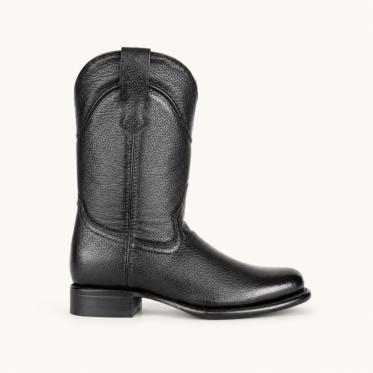Jet Black Deer-Embossed Boot — Armenta