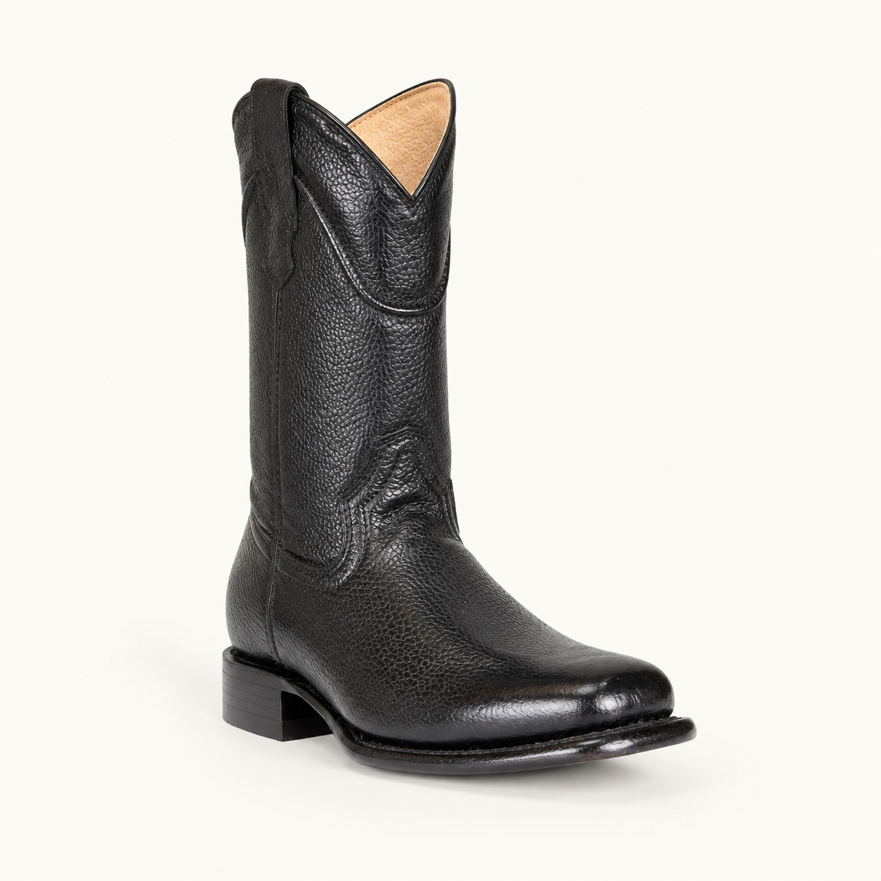 Jet Black Deer-Embossed Boot — Armenta