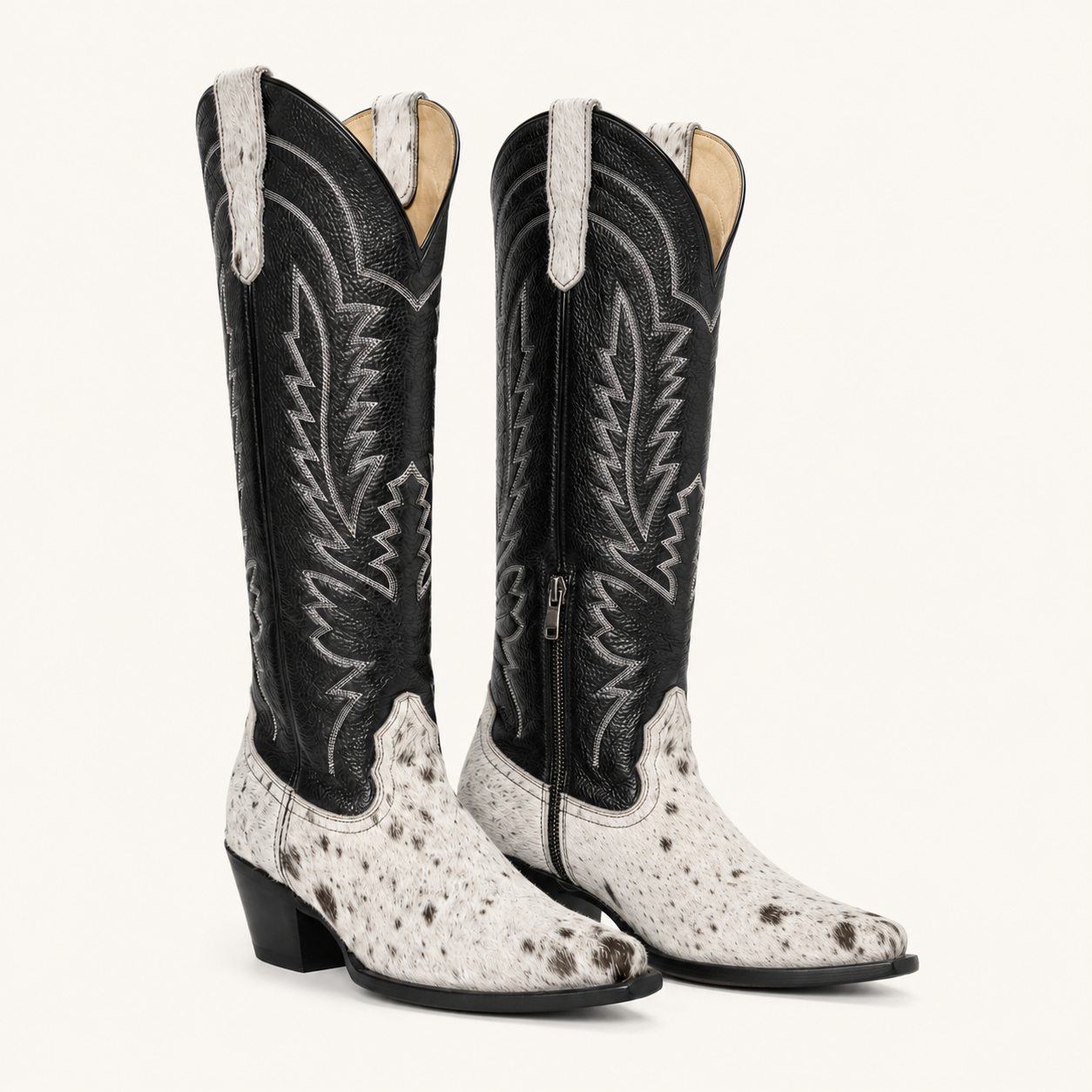 White Cowhide Boot Luna — Cruzalta