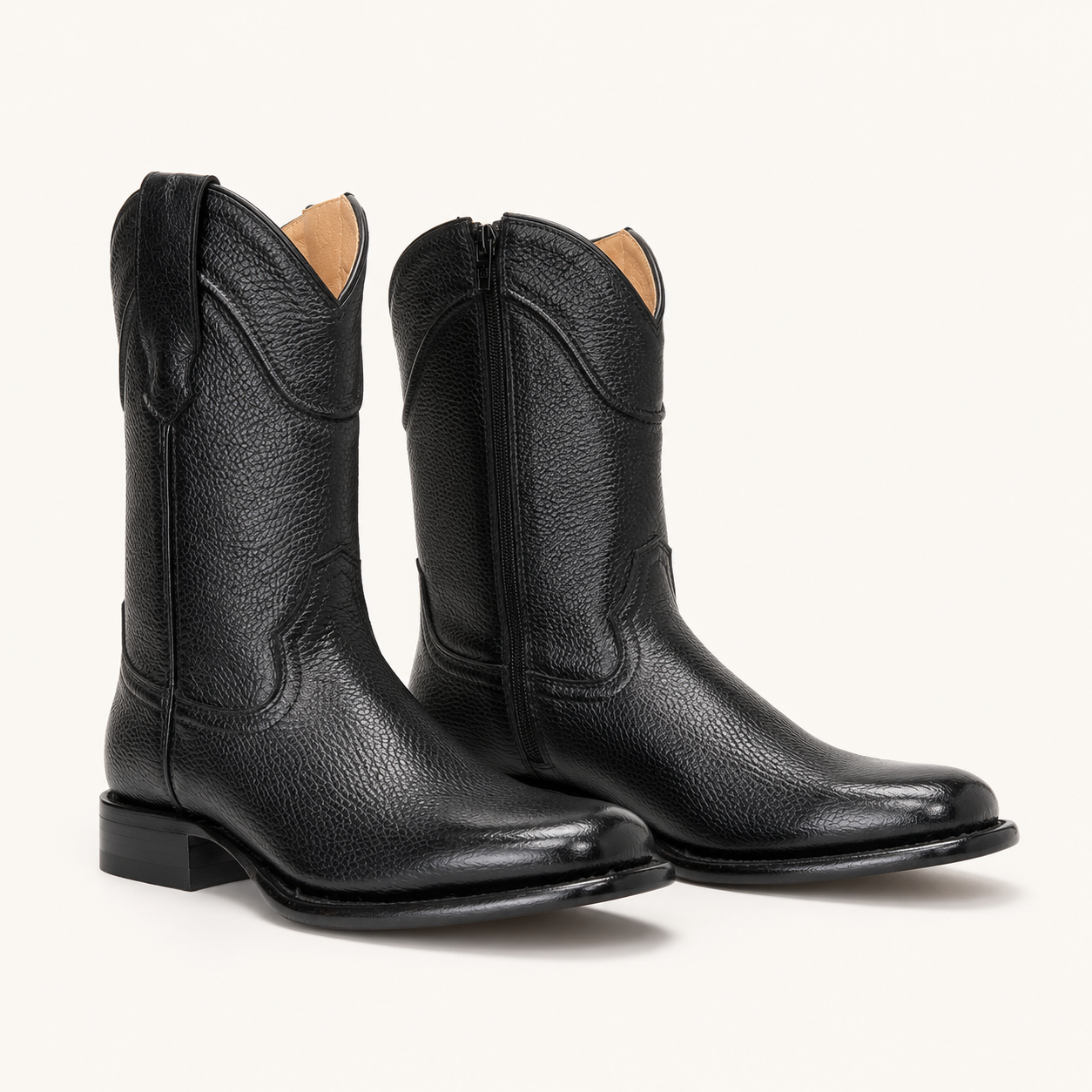 Jet Black Deer-Embossed Boot — Armenta