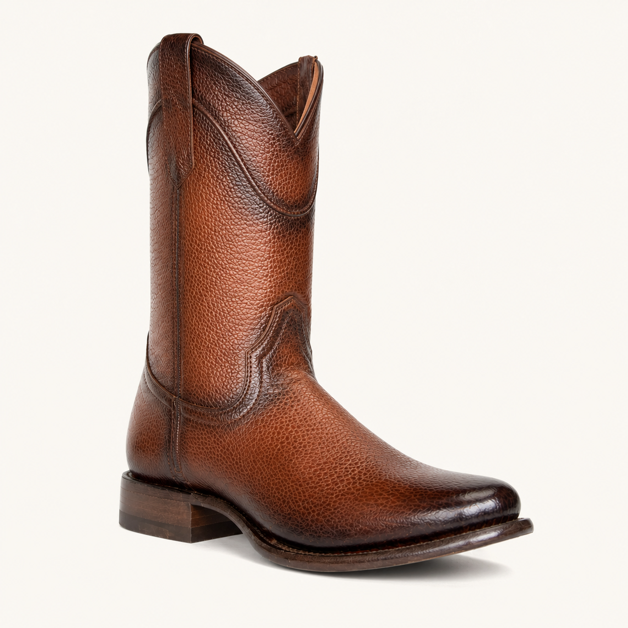 Bota Venado Grabado Café Coñac Sendero — Armenta