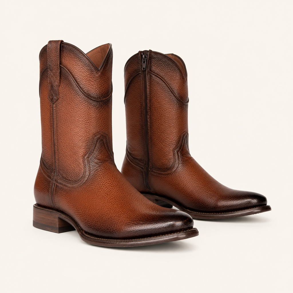 Bota Venado Grabado Café Coñac Sendero — Armenta