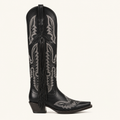Bota Negra con Flecos y Bordado Gitana — Esja Boots