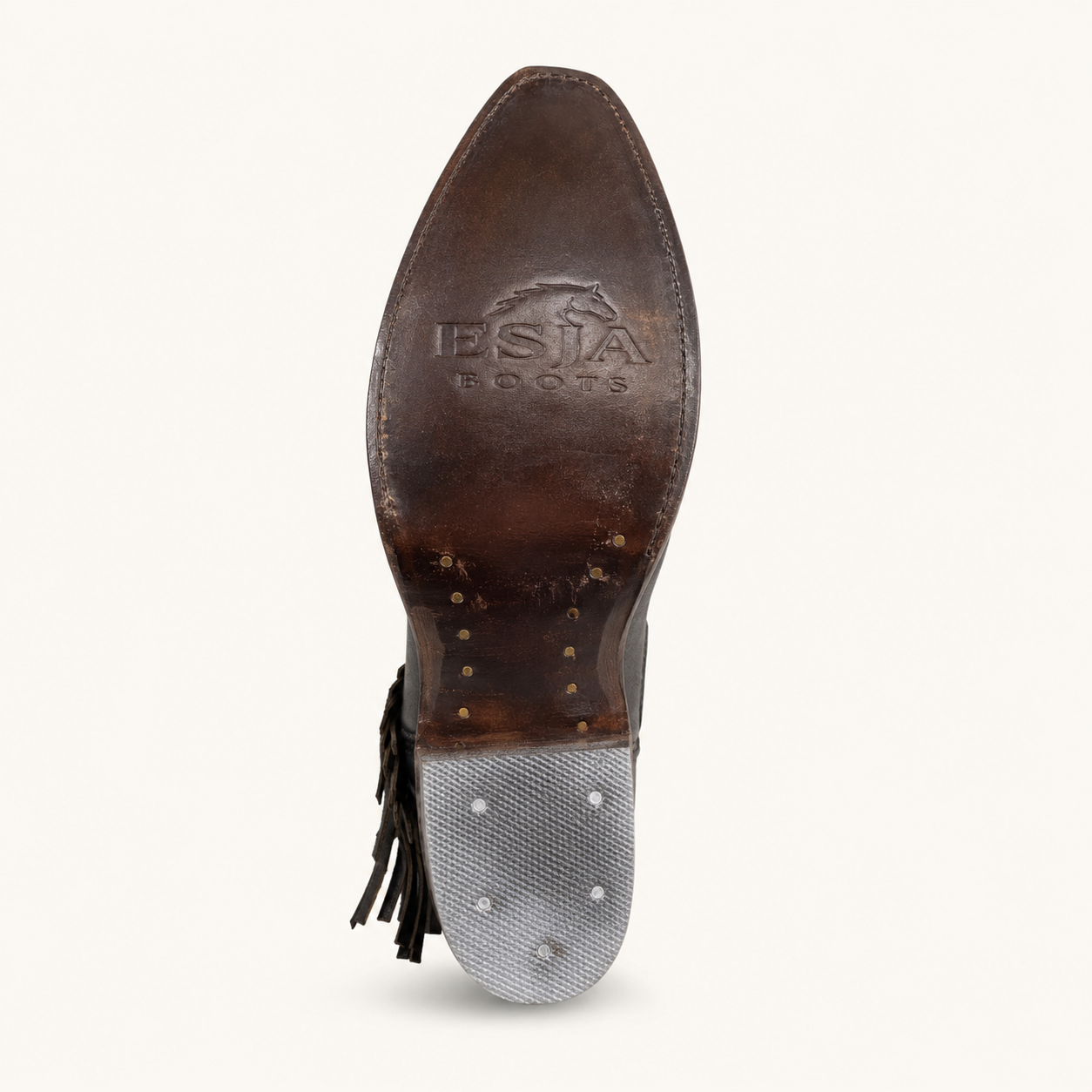 Bota Negra con Flecos y Bordado Gitana — Esja Boots
