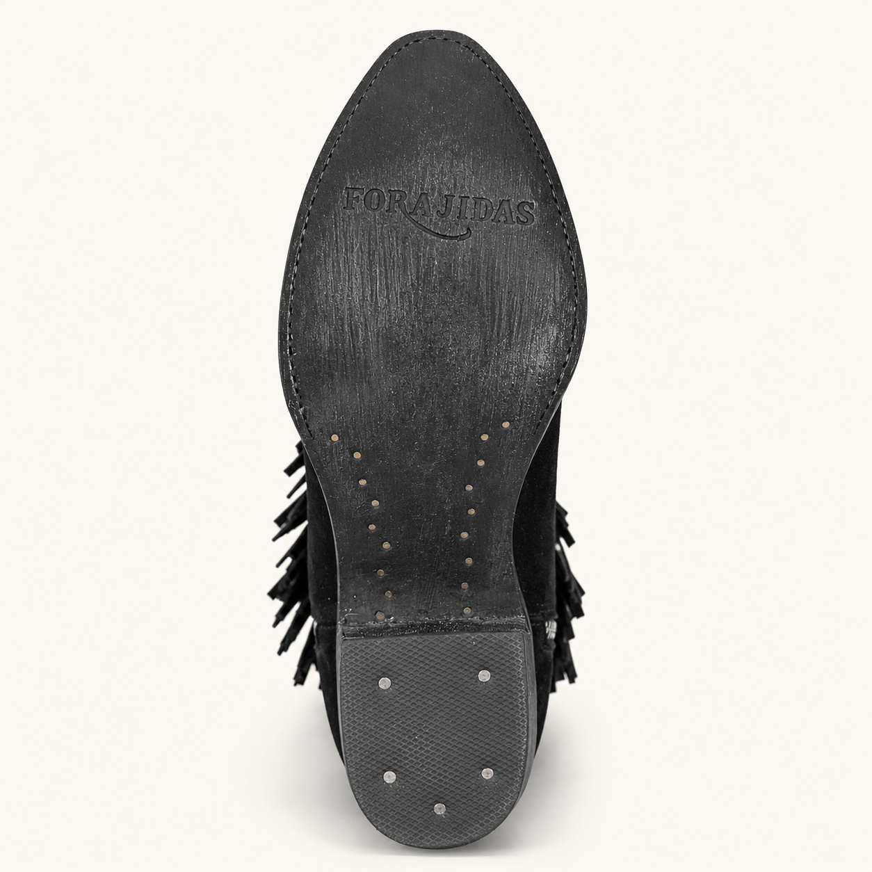 Bota Gamuza Negra con Flecos Rebelde — Forajidas