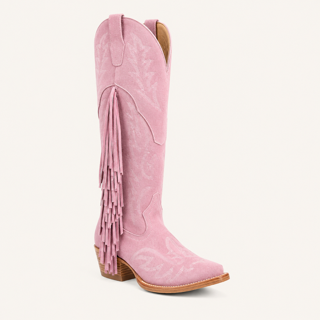 Bota Rosa Pastel con Flecos Algodón — Esja Boots
