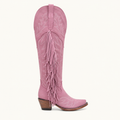Bota Alta Gamuza Rosa con Flecos Rosalinda — Forajidas