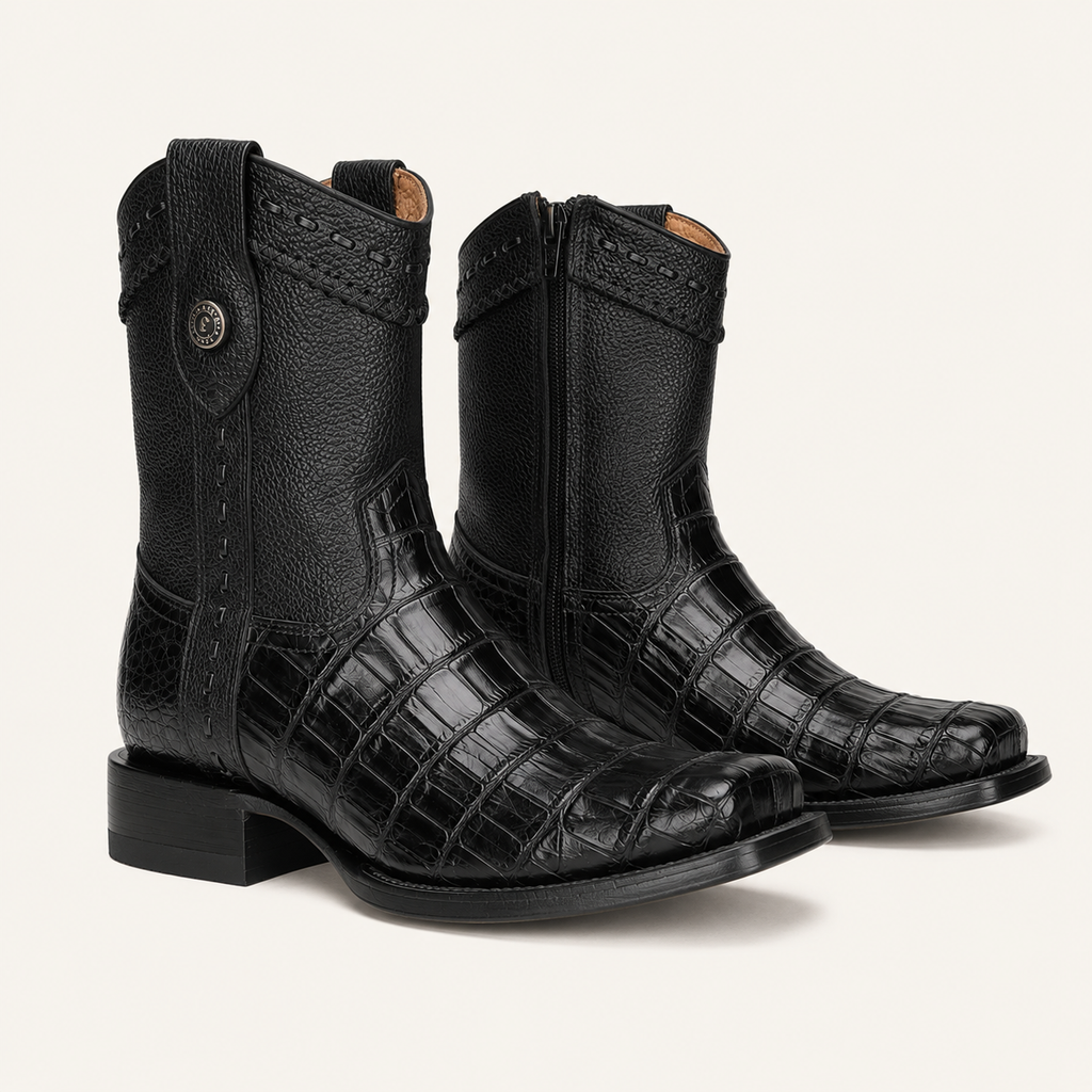 Bota Piel de Caimán Negra Imperial — Cabrera