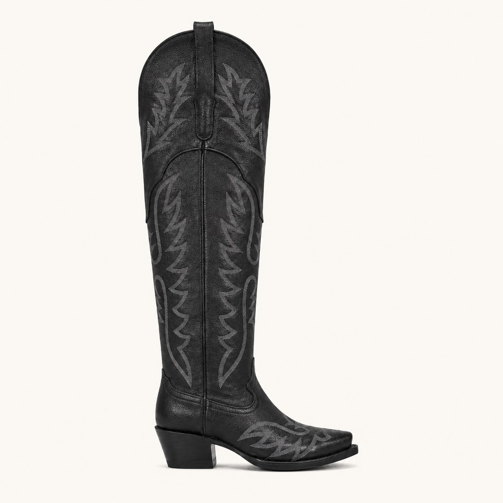 Extra Tall Black Jet Embroidered Boot — Outlaws