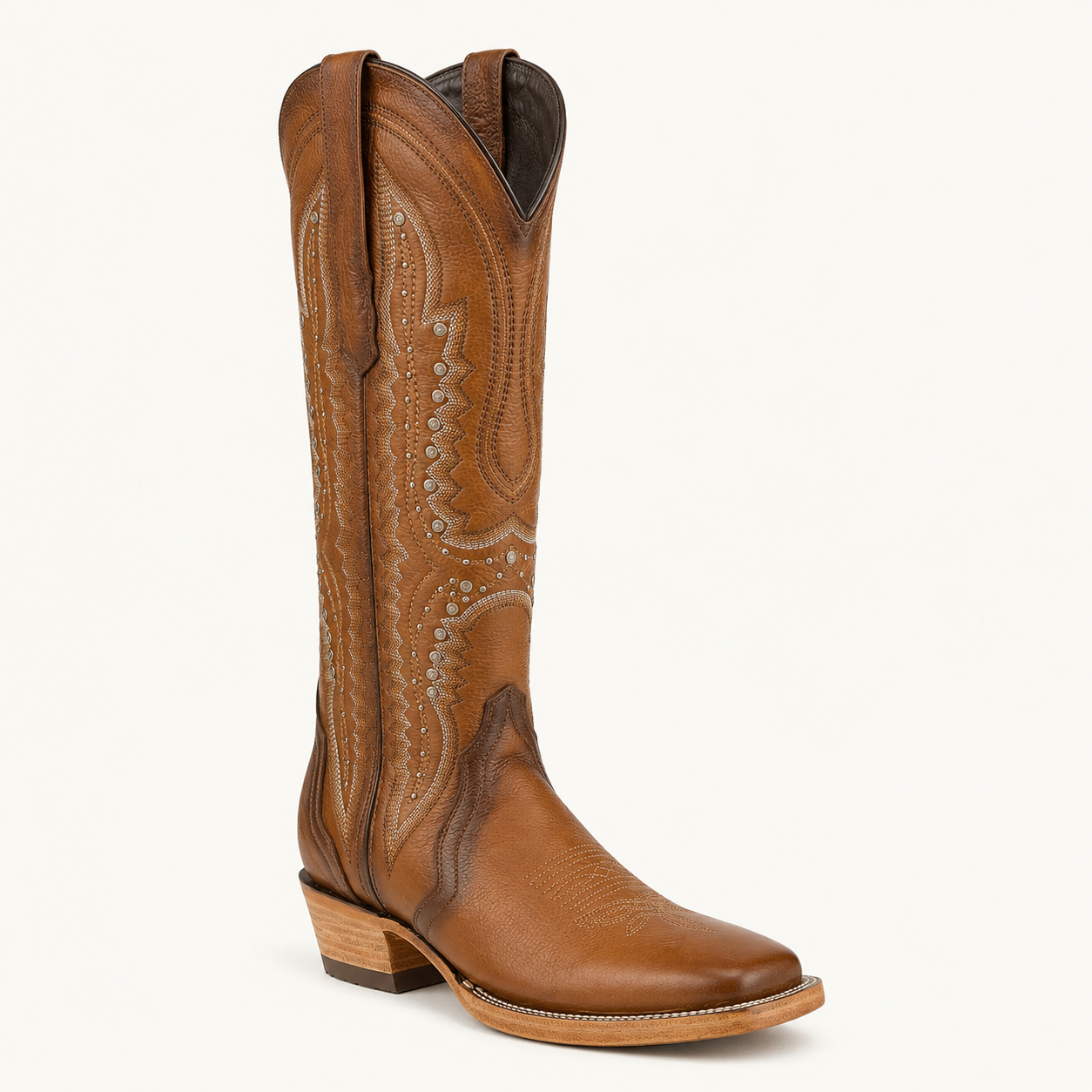 Bota Vaquera Café Miel con Remaches Canela — Daleo