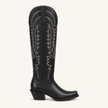 Bota Alta Negra Bordado Blanco Serrana — Cruzalta