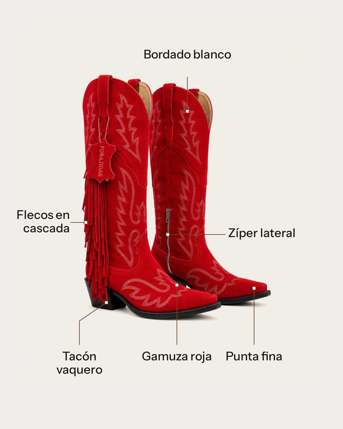 La Fuego en Gamuza Roja con Flecos