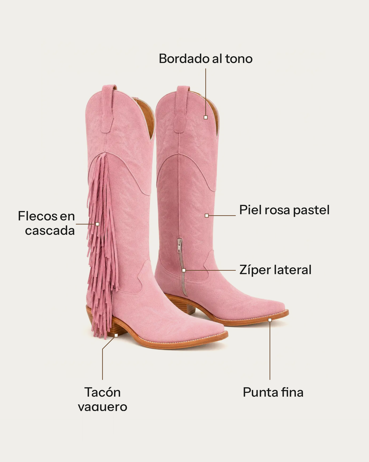 La Algodón en Rosa Pastel con Flecos